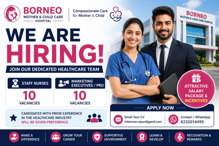Borneo Mother & Child Care Hospital | Raipur Recruitment 2026 | CG Hospital Job