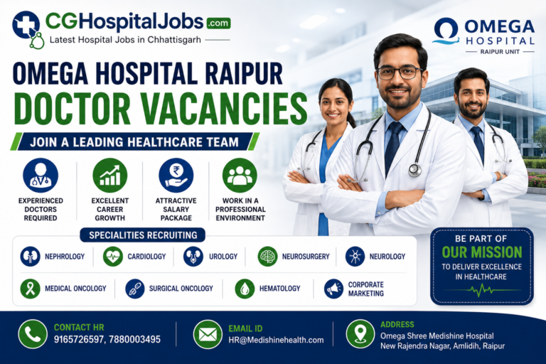 Omega Hospital Raipur Doctor Vacancy 2026 | Specialist Doctor Jobs | Hospital Job in Raipur