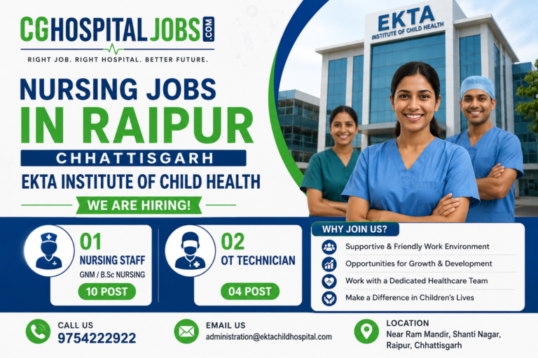 Nursing Jobs in Raipur Chhattisgarh | Ekta Institute of Child Health Recruitment